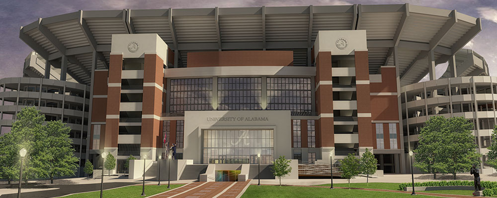 rendering of the North exterior of the Bryant-Denny Stadium renovation