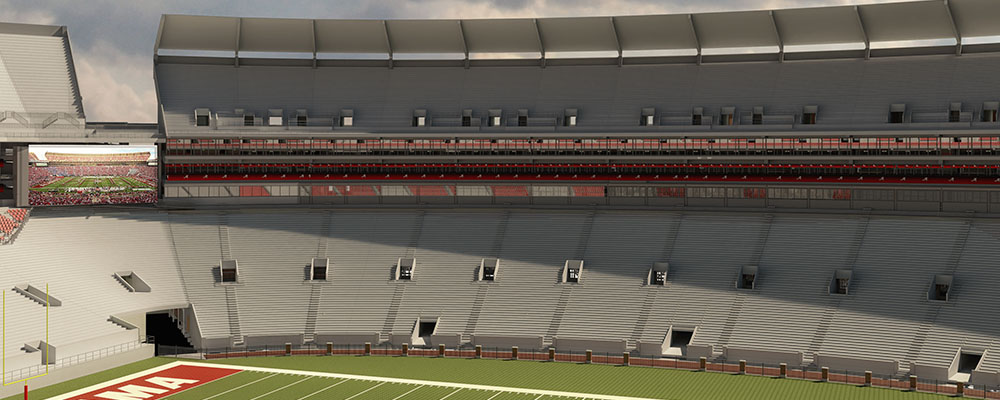 Rendering of the big screen after Bryant-Denny Stadium renovations
